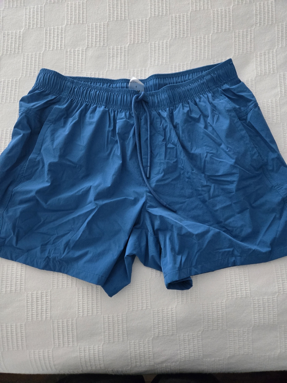 Men's Athletic Drawstring Shorts - Blue - Picture 7 of 8